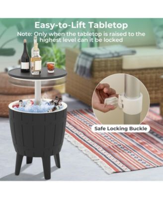 10 Gallon Cooler Bar Table Outdoor Coffee Table Ice Bucket with Telescopic Tabletop for Beer and Wine