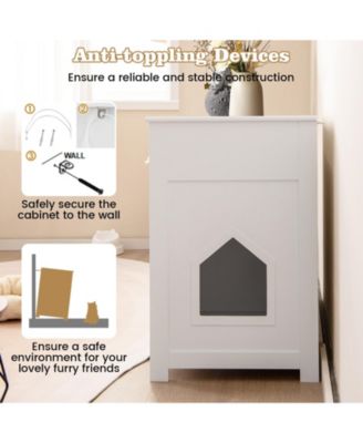 Hidden Cat Washroom Side Cabinet Wooden Pet House with 2 Drawers