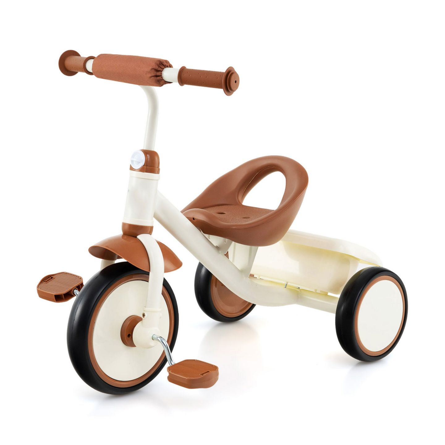Детская игрушка Slickblue Toddler Tricycle with Adjustable Seat and Storage Basket, Ages 3-5, цвет: Бежевый — фото 1