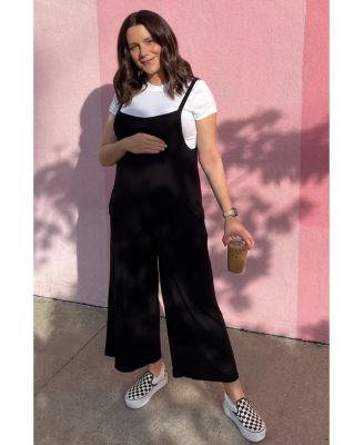 Maternity Black Sleeveless Pocketed Wide Leg Jumpsuit