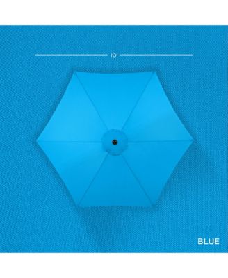 10ft Outdoor Woodgrain Pattern Steel Market Patio Umbrella w/ Crank, Tilt