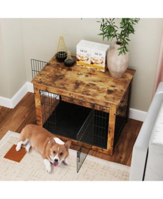 Slickblue Dog Crate Furniture with Cushion and Double Doors