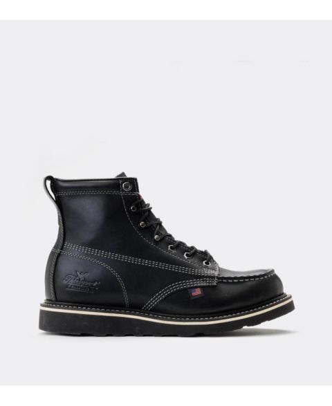 Мужские ботинки Thorogood American Heritage Midnight 6" Black Moc Toe Work Boots for Men, цвет: Чёрный