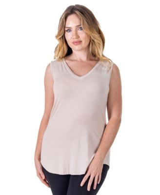 Petite V-Neck Tunic Tank Top with Round Hemline