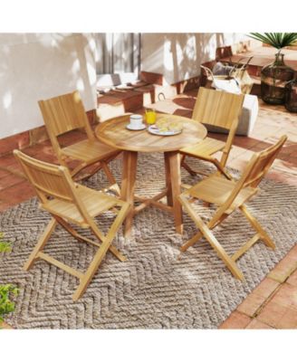 2-Piece Outdoor Dining Chairs with Slatted Seat for Durable and Stylish Patio Seating