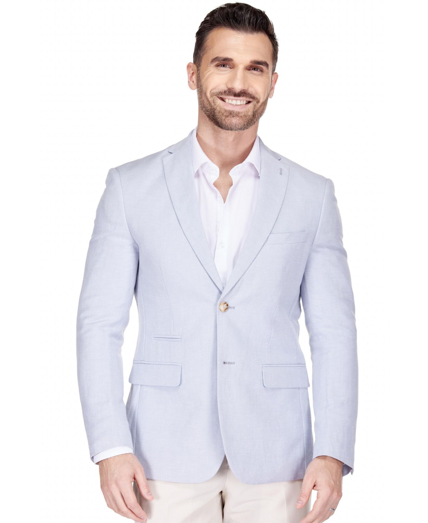 Мужской пиджак Gino Vitale Slim Fit Linen-Blend Blazer, цвет: Синий — фото 1