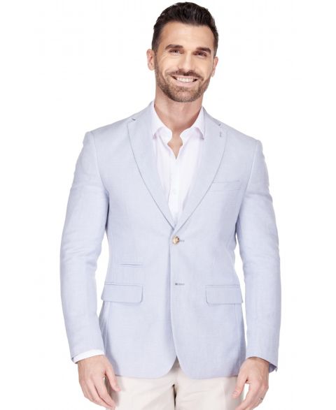 Мужской пиджак Gino Vitale Slim Fit Linen-Blend Blazer, цвет: Синий