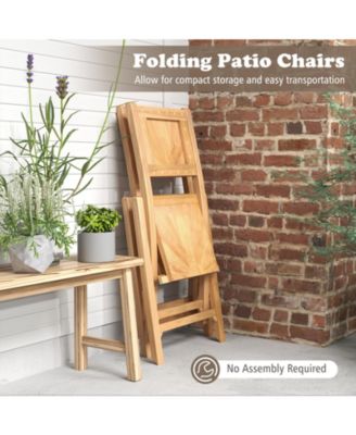 2 Pieces Folding Patio Chairs with Inclined Backrest