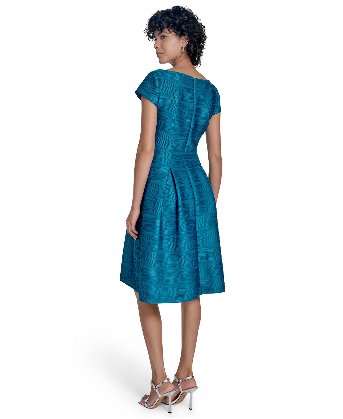 Jessica Howard Petite Short-sleeve Fit & Flare Dress In Blue