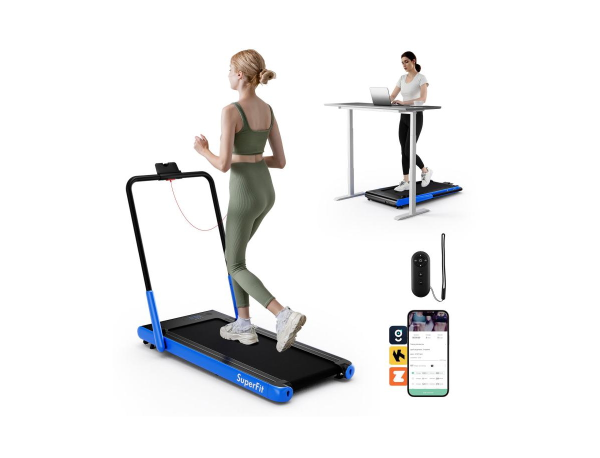 3-in-1 3HP Folding Treadmill with Smart Apps Remote Control and Speakers - Silver