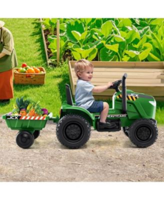 12V 2-in-1 Kids Ride On Tractor with Trailer and 3-Gear Shift