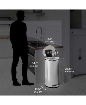 SoftStep Stainless Steel Semi-Round Step Trash Can with AbsorbX Odor Filter and Removable Inner Bucket