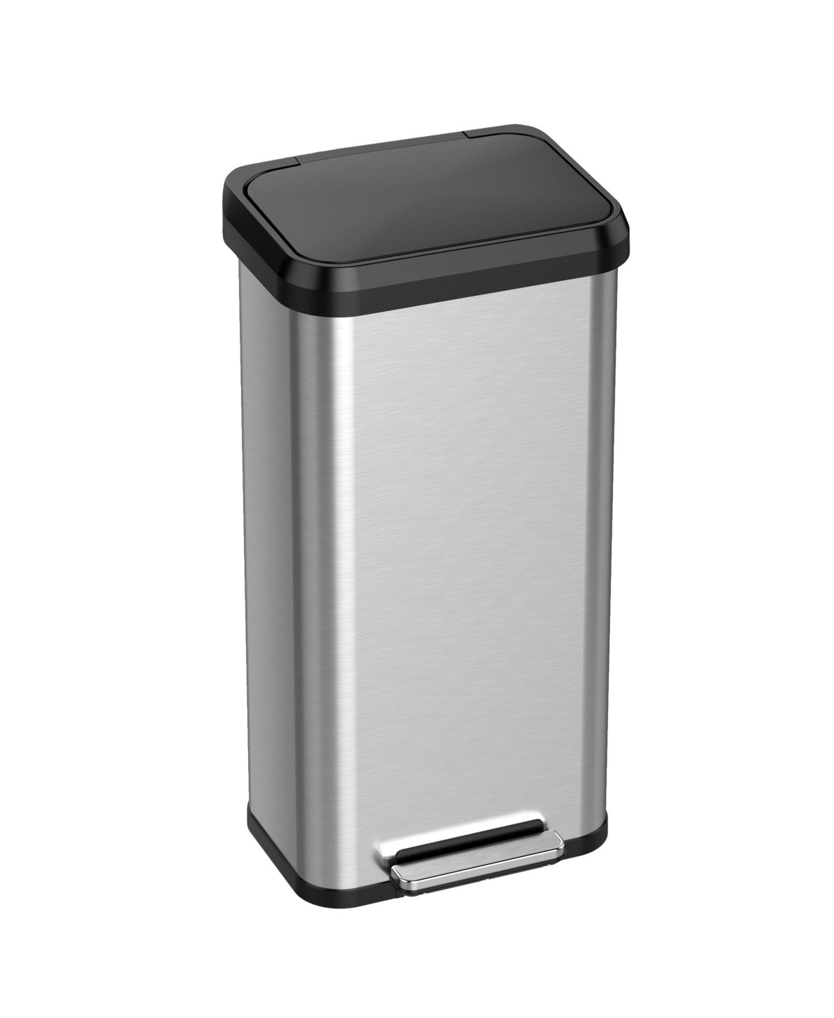 SoftStep Exp Step Pedal Kitchen Trash Can with AbsorbX Odor Filter, Stainless Steel with Dent-Proof Plastic Lid - Stainless steel