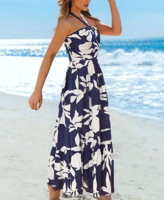 Women's Halter Floral Print Maxi Beach Dress
