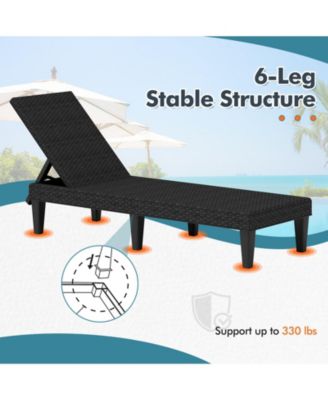 Rattan Textured PP Surface Waterproof Outdoor Chaise Lounger Chair