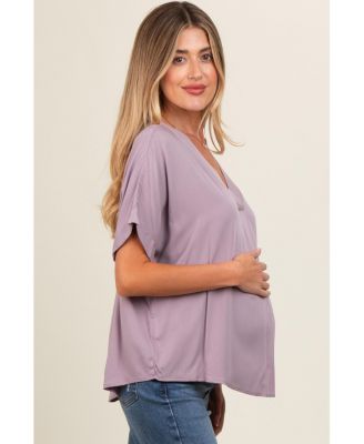 Maternity Olive V-Neck Pin-Tuck Detail Top