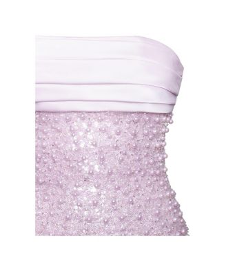 Women's Lainey Purple Satin Sequin Pearls Beaded Maxi Dress