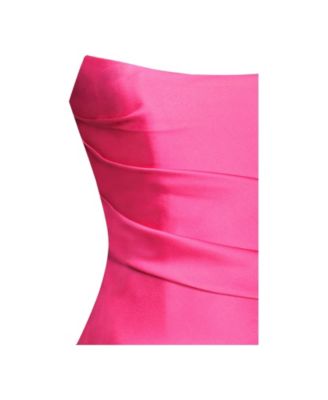 Women's Walterina Fuchsia Satin Strapless Drop Waist Corset Gown