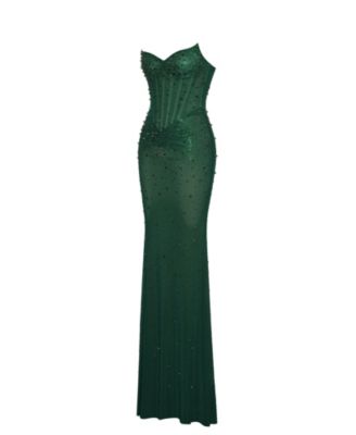 Women's Fatima Green Crystal Sleeveless Corset Mermaid Maxi Dress