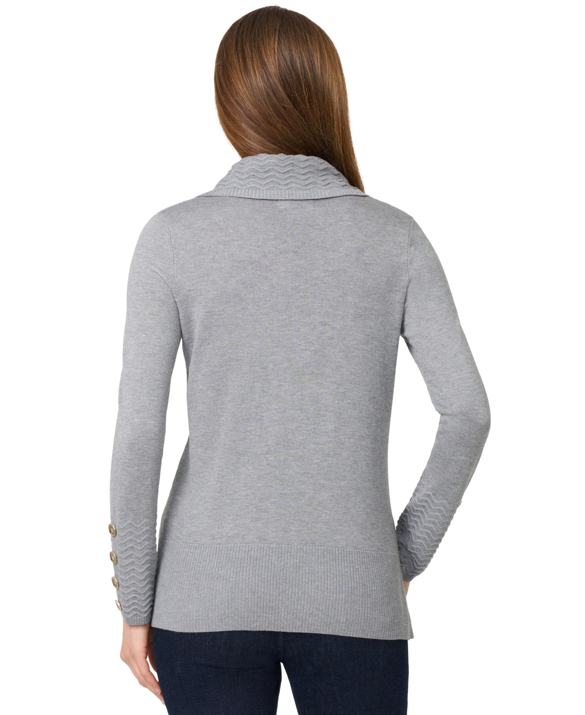 Melissa Paige Women's Petite Chevron-Trimmed Cowl-Neck Sweater