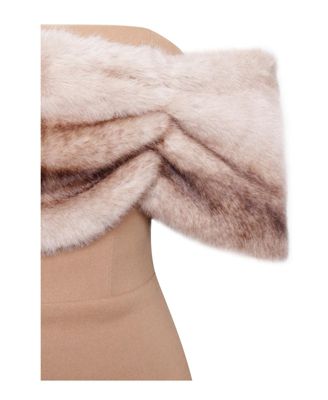 Women Nadira Off Shoulder Fur Trim Mini Dress