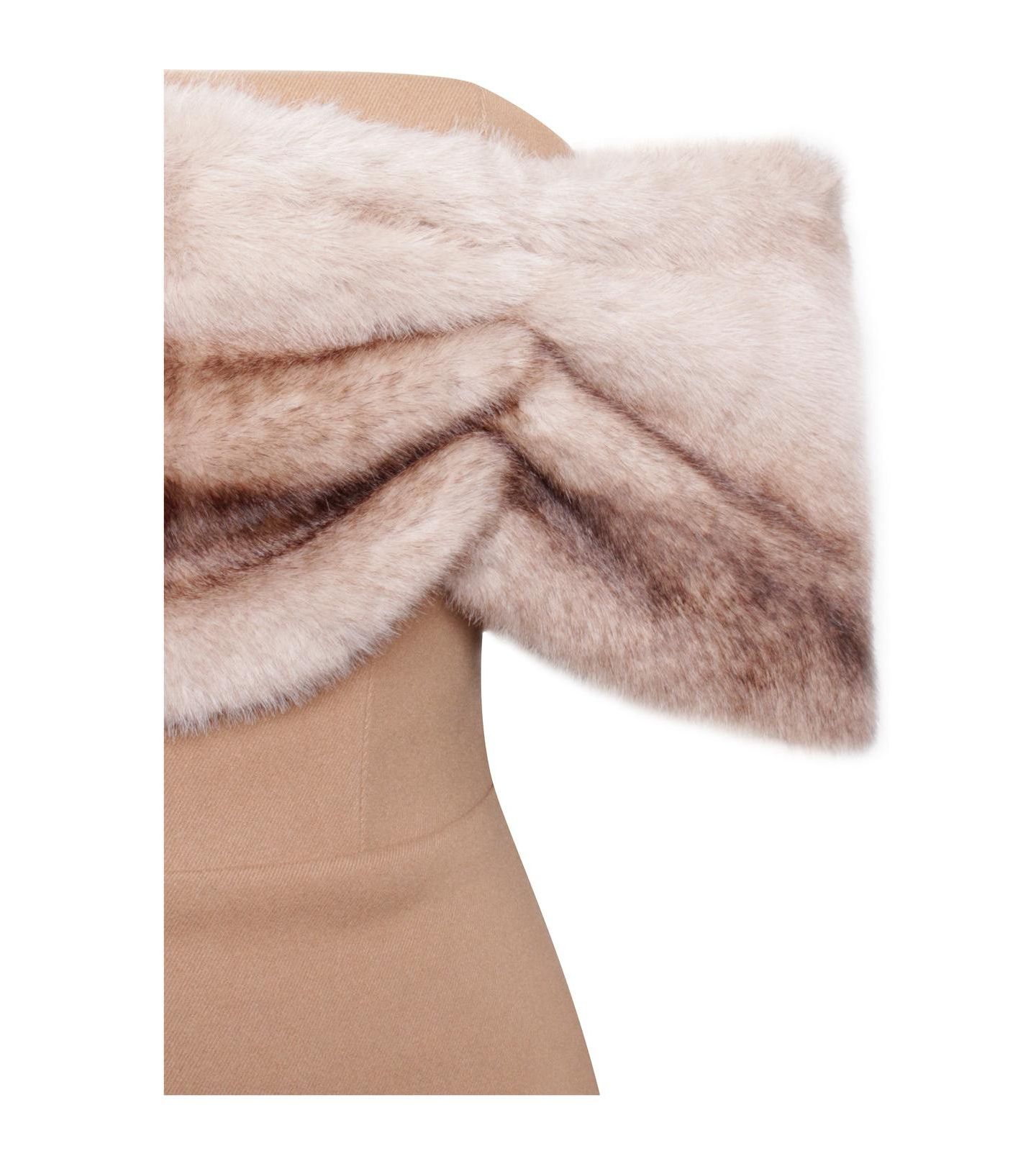 Женское платье Miss Circle Women Nadira Off Shoulder Faux Fur Trim Mini, цвет: Натуральный — фото 2