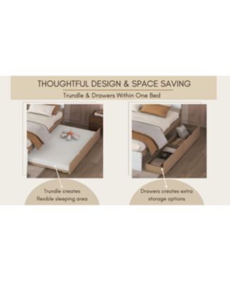 Streamdale Modern Full Bed Frame with Trundle and Drawers