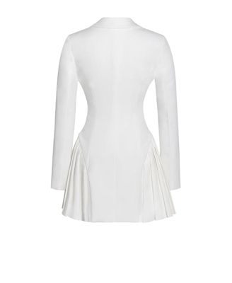 Women's Delia White Blazer Dress with Pleated Detail