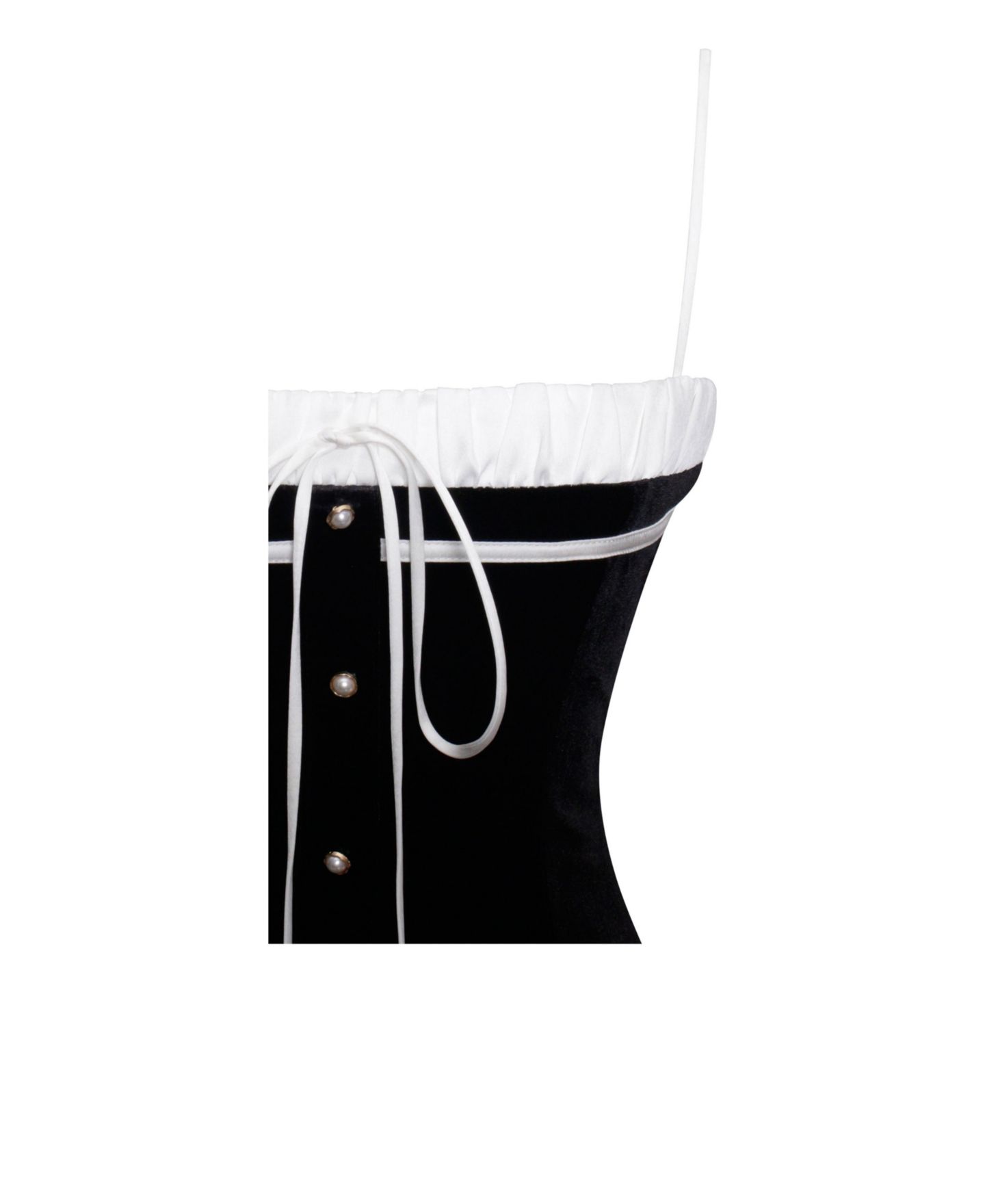 Женское платье Miss Circle Women Olya Black and White Velvet A-Line Corset Mini, цвет: Чёрный / Белый, вариант 1 — фото 3