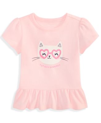 First Impressions - Baby Girls Short-Sleeve Cat Glasses Graphic T-Shirt