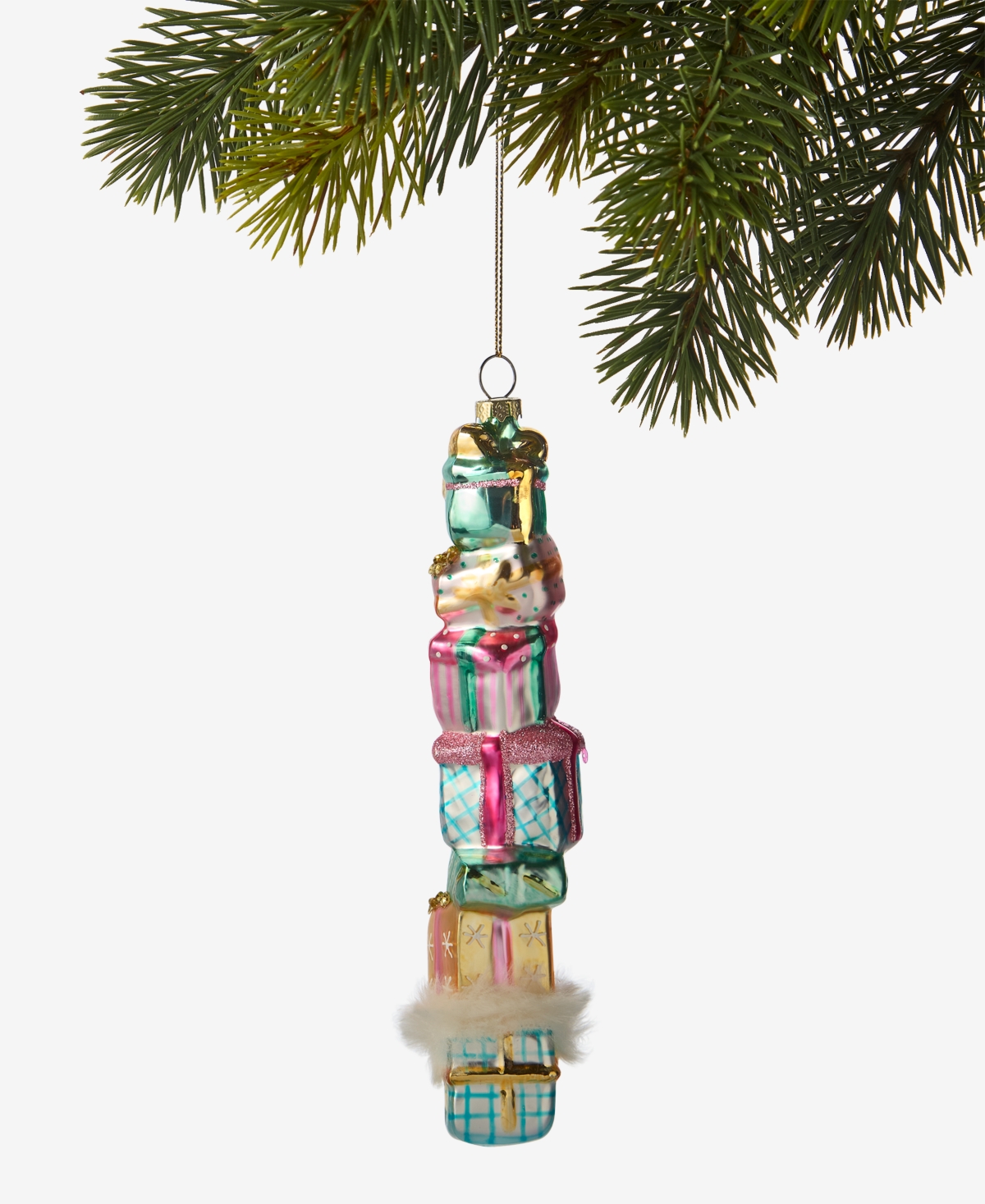 Holiday Lane Pastel Shine Rainbow Gift Box Stack Ornament, Macy's Exclusive In Transparent