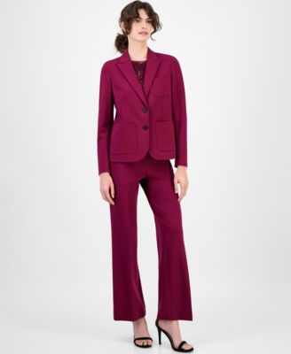 Women's Double-Button Triple-Pocket Peak-Lapel Jacket