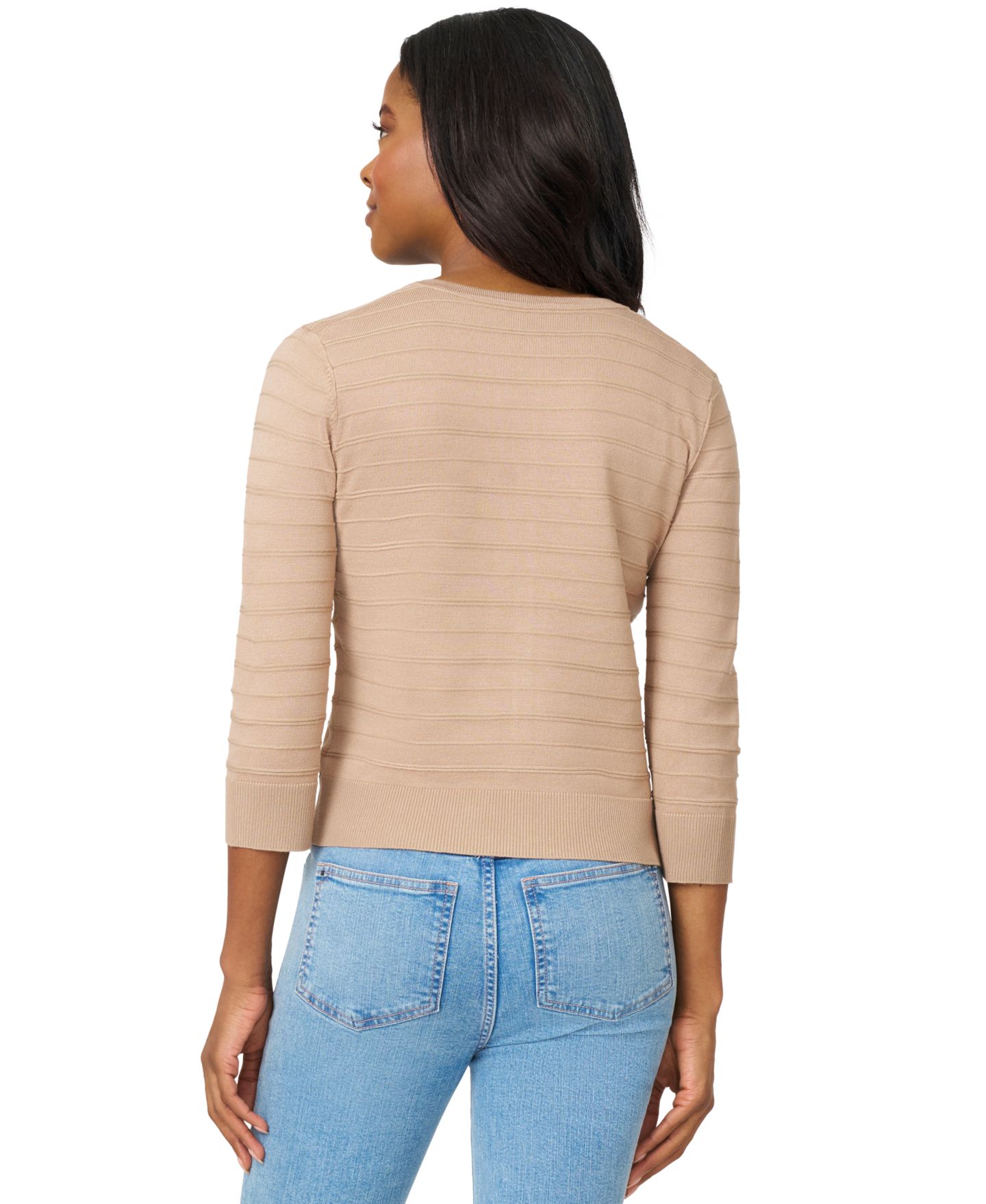 Женский кардиган Melissa Paige Ottoman-Rib 3/4-Sleeve Crewneck, цвет: Верблюжий — фото 11