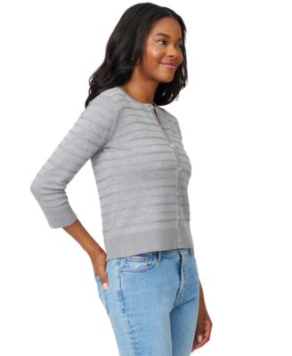 Petite Textured-Stripe Cardigan Sweater