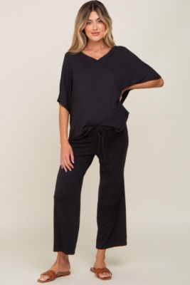 Maternity Black Cropped Pant Set