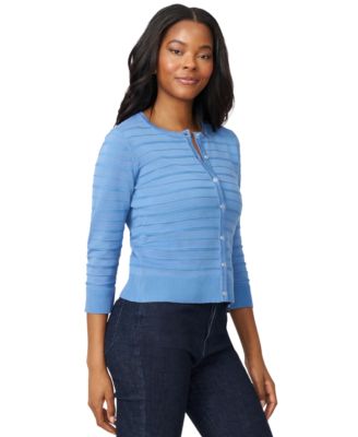 Petite Textured-Stripe Cardigan Sweater