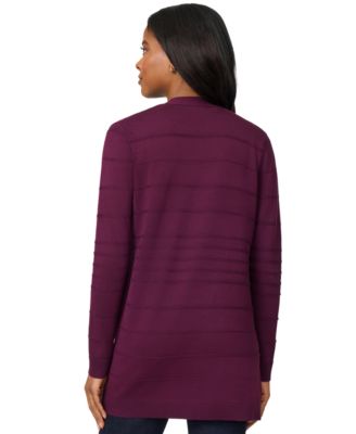 Petite Textured-Stripe Open-Front Cardigan Sweater