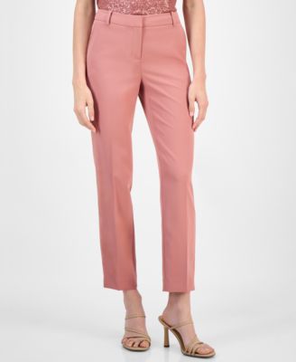 Women's Solid Straight-Leg Stretch Twill Ankle Pants