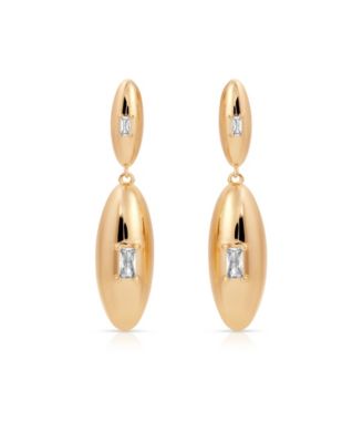 Oval Dome Double Drop Earrings