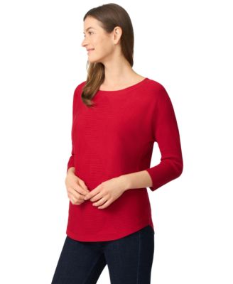 Petite Diamond-Knit Dolman-Sleeve Sweater