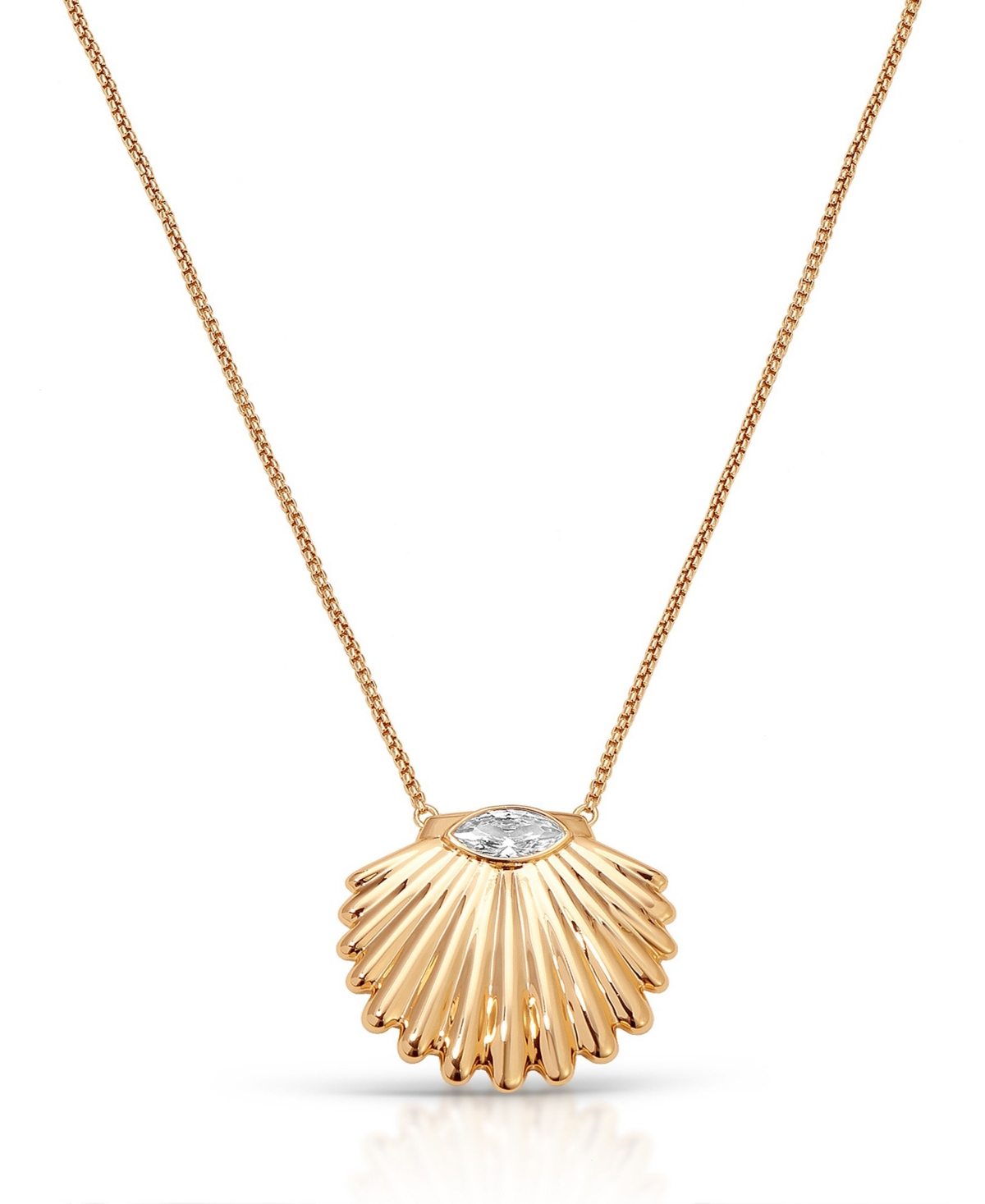 Scallop Crystal Necklace - Silver