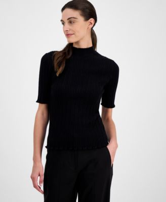 Anne Klein - Women's Cable-Knit Short-Sleeve Sweater