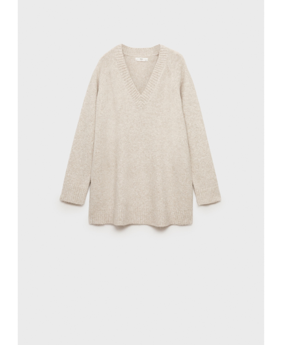 Mango V-neck Knit Sweater Beige In Neutral