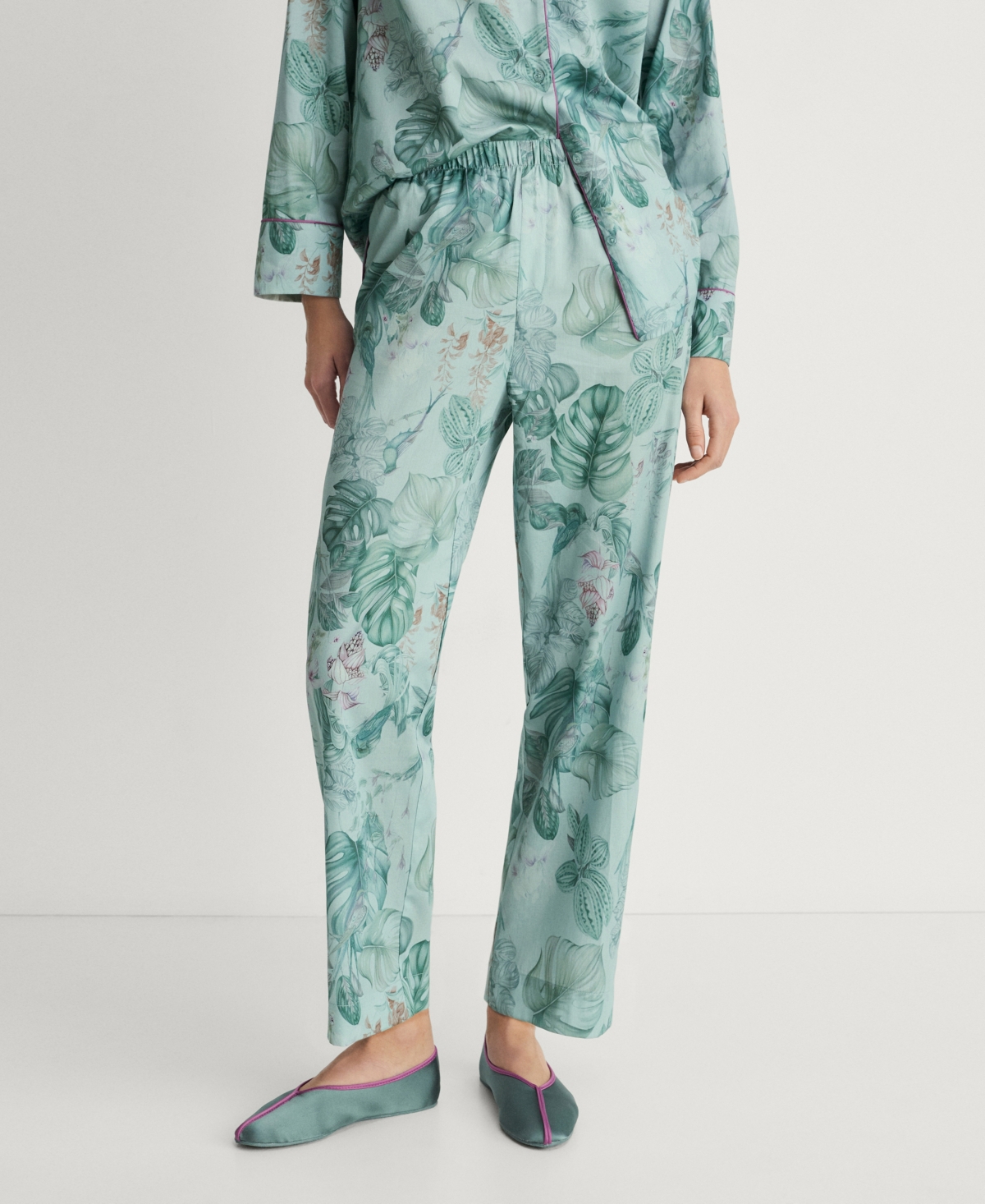 Women's Tropical Print Pajama Pants - Green