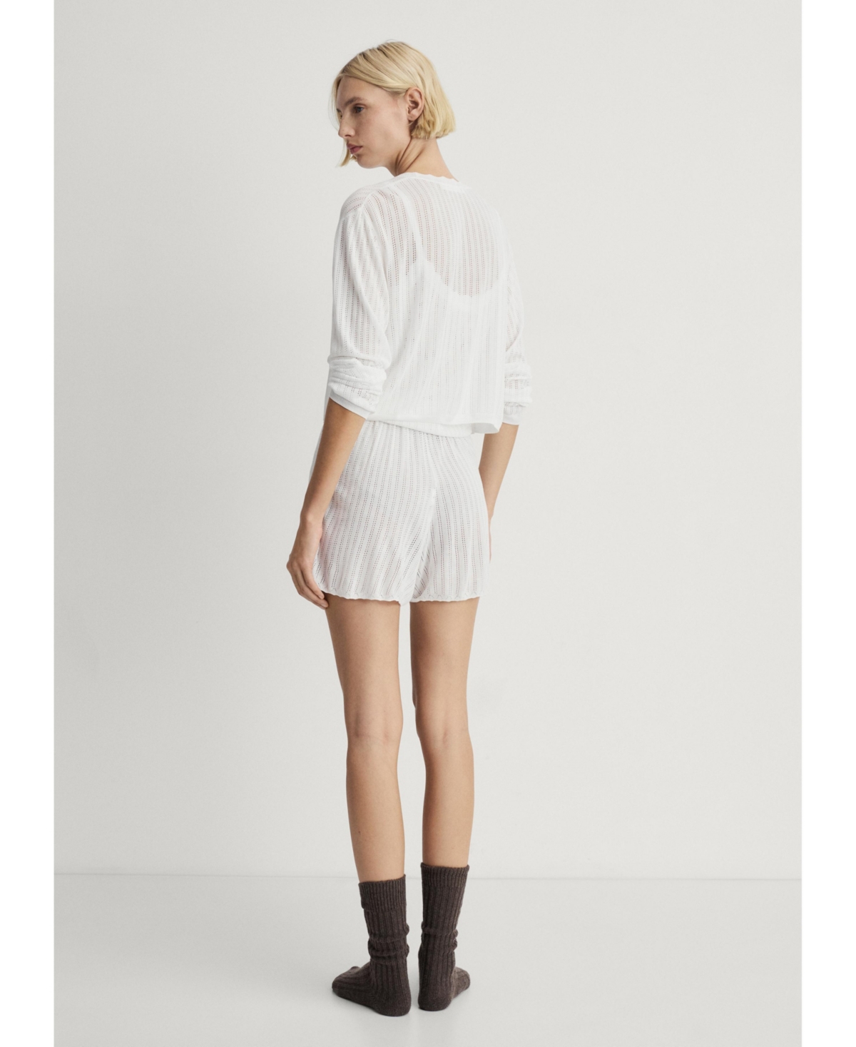 Mango Women's Openwork Detail Pajama Cardigan