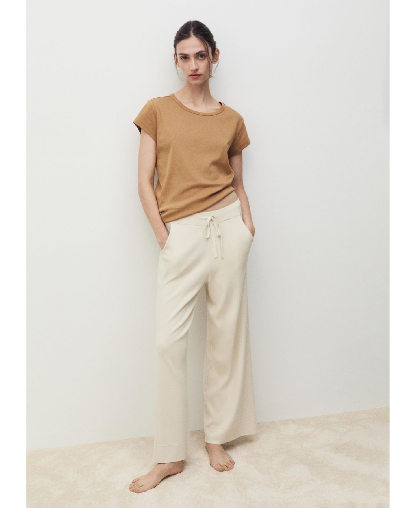 Женская футболка Mango Cotton Short Sleeve, цвет: Горчичный — фото 2