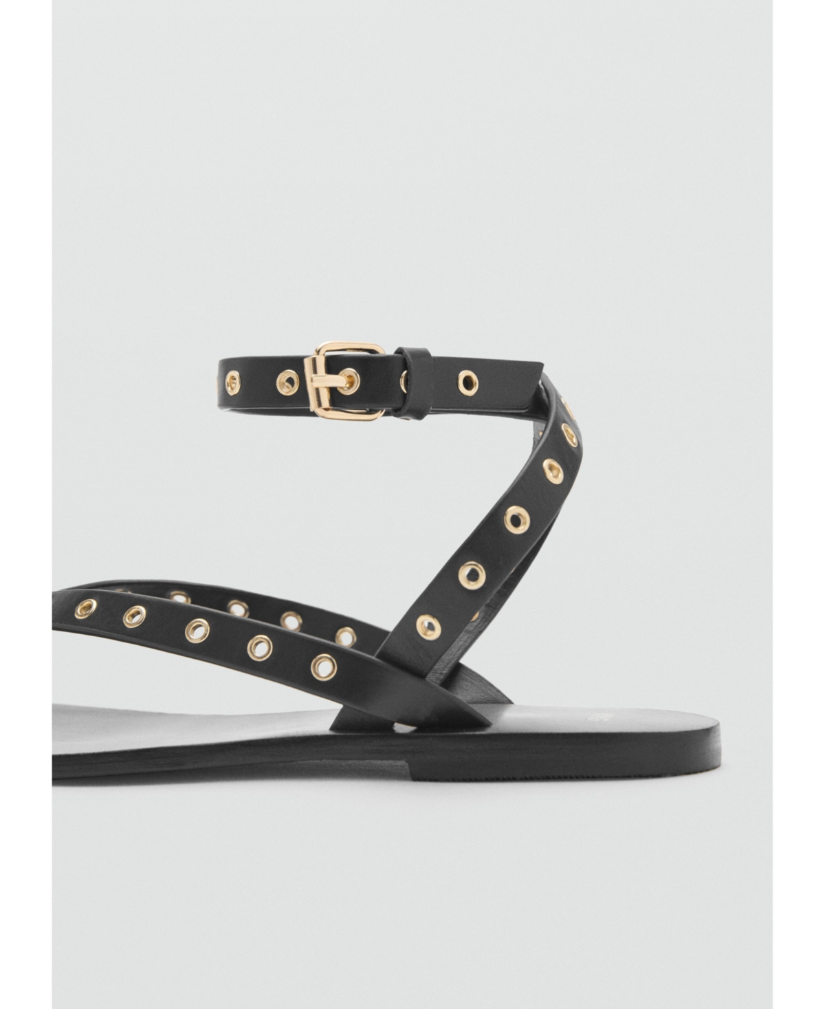 Mango Leather Sandal With Die-cut Straps Black