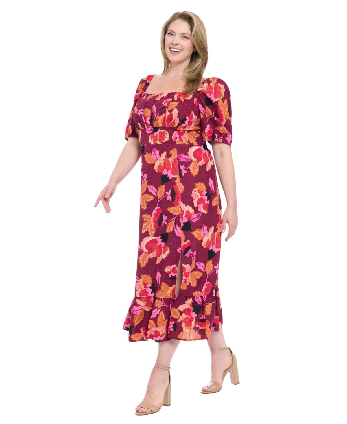 London Times Plus Size Short-sleeve A-line Dress