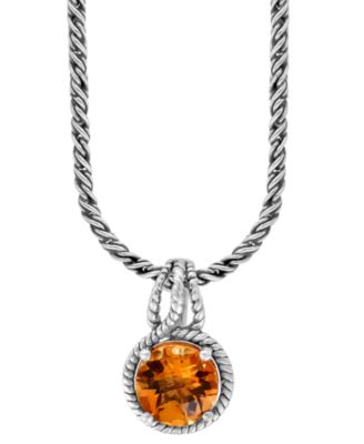 EFFY&reg; Citrine Solitaire 18" Pendant Necklace (3-1/2 ct. t.w.) in Sterling Silver