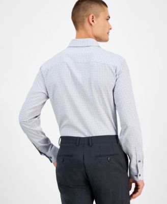 Men's Slim-Fit Long Sleeve Geo Pattern Button-Front Performance Dress Shirt, Exclusively at Macy's